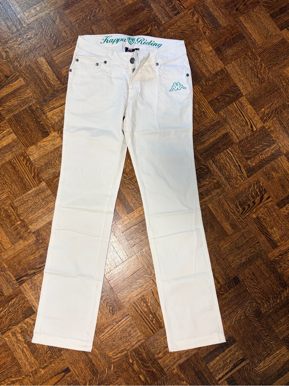 KappaGolf White Slim Straight Women's Jeans with Teal Logo